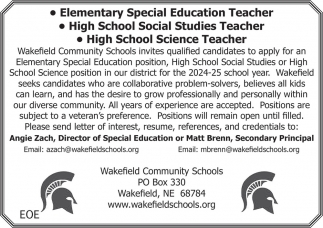 Elementary Special Education Teacher, Wakefield Community School