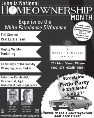 June is National Homeownership Month, White Farmhouse Realty, LLC